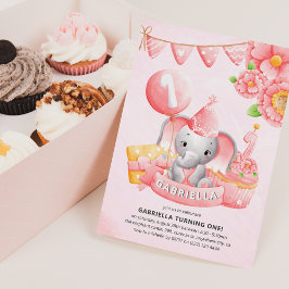 Uitnodiging voor 1e verjaardagsfeestje voor Cute E