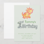 Uitnodiging voor 1e verjaardagsfeestje voor jongen (Voorkant / Achterkant)