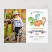 Uitnodiging voor 1e verjaardagsfoto van wilde dino (Voorkant)