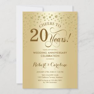Uitnodiging voor 20-jarig jubileumfeest in goud