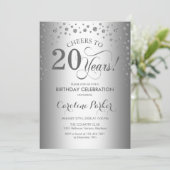 Uitnodiging voor 20e verjaardag - Zilver (Staand voorkant)