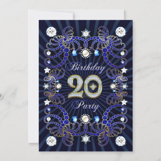 uitnodiging voor 20ste verjaardagsfeest met massa' (Voorkant)