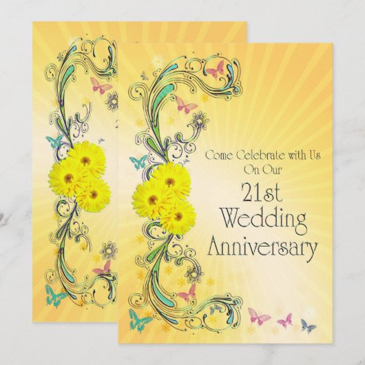 Uitnodiging voor 21e trouwjubileumfeest (Voorkant / Achterkant)