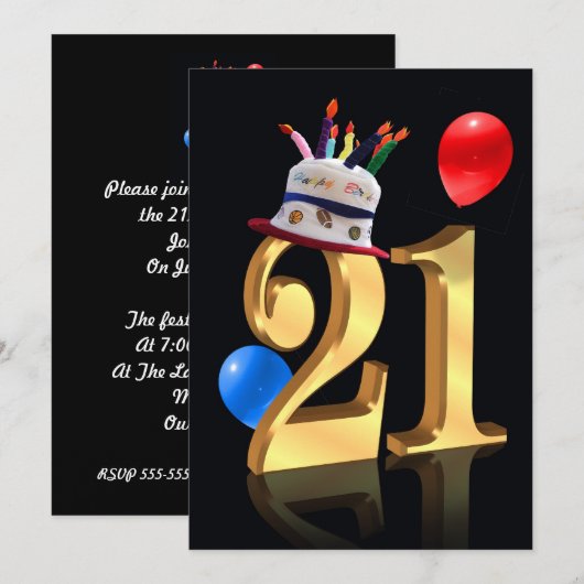 uitnodiging voor 21e verjaardag (Voorkant / Achterkant)