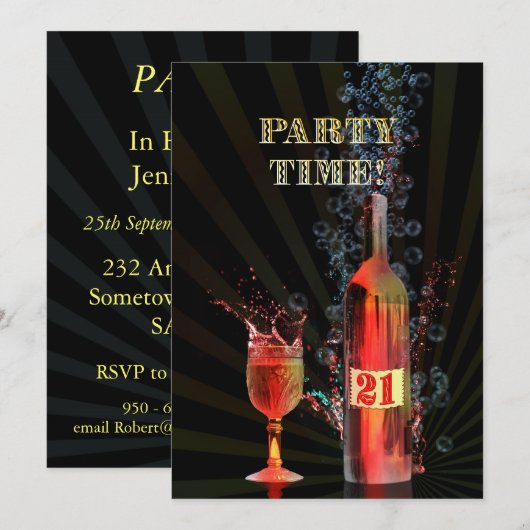 uitnodiging voor 21e verjaardag (Voorkant / Achterkant)