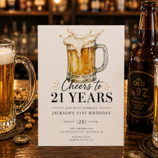 Uitnodiging voor 21e verjaardag: Proost!