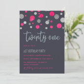 Uitnodiging voor 21e verjaardagsfeest met glitters (Staand voorkant)