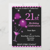 Uitnodiging voor 21e verjaardagsfeestje - Cocktail (Voorkant)