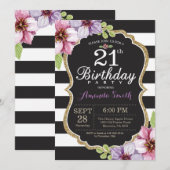 Uitnodiging voor 21ste verjaardag voor vrouwen. Bl (Voorkant / Achterkant)