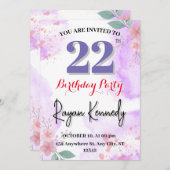 Uitnodiging voor 22e verjaardag (Voorkant / Achterkant)