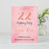 Uitnodiging voor 22e verjaardag (Staand voorkant)