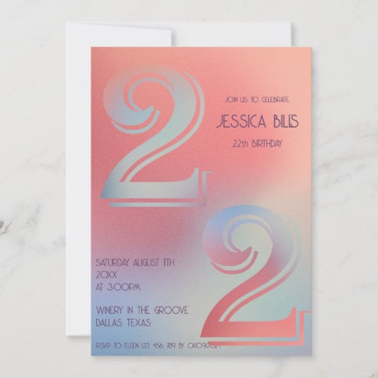 Uitnodiging voor 22e verjaardag (Voorkant)