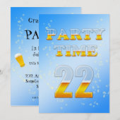 uitnodiging voor 22e verjaardag met bier (Voorkant / Achterkant)