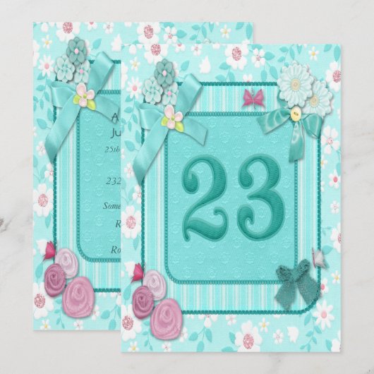 uitnodiging voor 23e verjaardag (Voorkant / Achterkant)