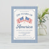 Uitnodiging voor 250 Jaar Amerika Feest (Staand voorkant)
