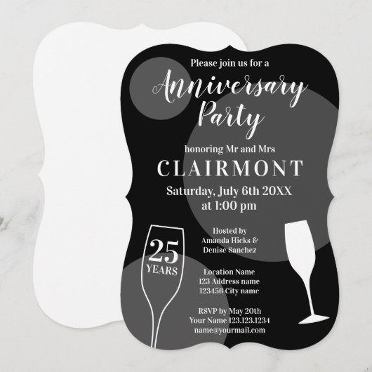 Uitnodiging voor 25-jarig huwelijksjubileum feest  (Voorkant / Achterkant)
