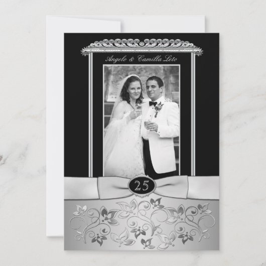 Uitnodiging voor 25-jarig huwelijksjubileum met fo (Voorkant)