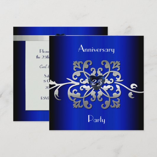 Uitnodiging voor 25-jarig huwelijksjubileumfeest (Voorkant / Achterkant)
