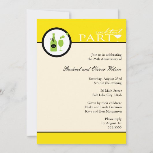 uitnodiging voor 25-jarig jubileum cocktailparty (Voorkant)