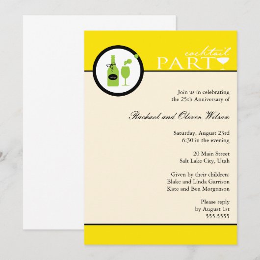 uitnodiging voor 25-jarig jubileum cocktailparty (Voorkant / Achterkant)