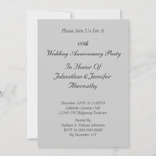 Uitnodiging voor 25-jarig zilveren huwelijksjubile (Achterkant)