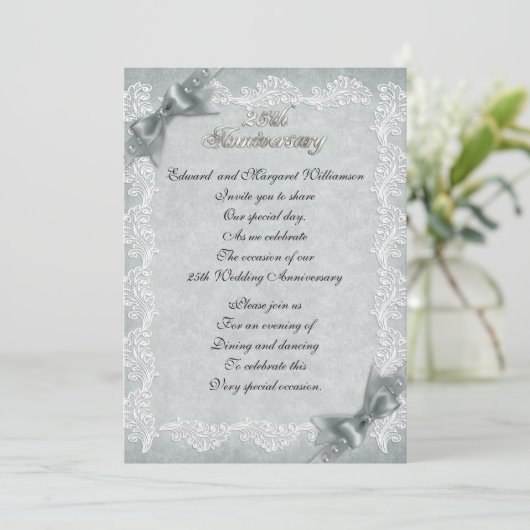 uitnodiging voor 25e trouwdag (Staand voorkant)
