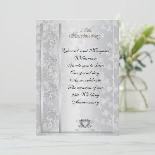 uitnodiging voor 25e trouwdag elegant (Staand voorkant)