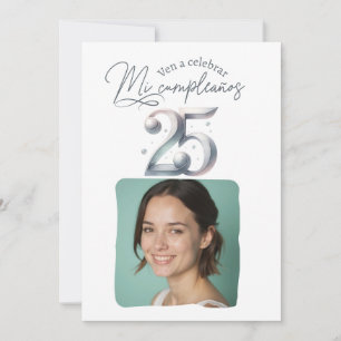 Uitnodiging voor 25e verjaardag met foto