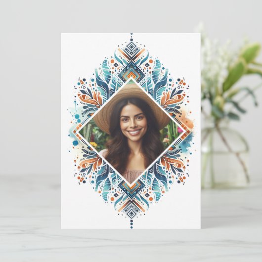 Uitnodiging voor 26e verjaardag Boho aangepaste fo (Staand voorkant)