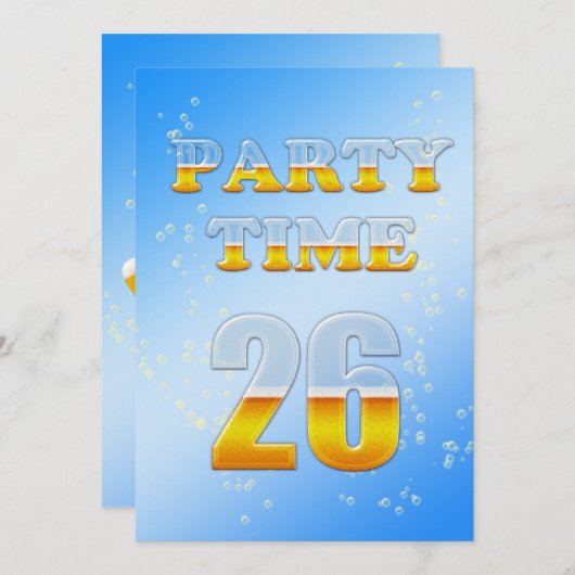 uitnodiging voor 26e verjaardag met bier (Voorkant / Achterkant)