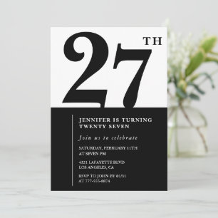 Uitnodiging voor 27e verjaardag van elegante dame