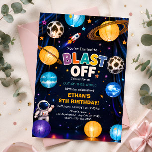 Uitnodiging voor 2e verjaardag 'Blast Off' voor jo