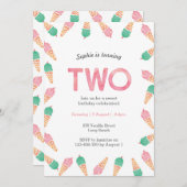 Uitnodiging voor 2e verjaardag | ijsfeest (Voorkant / Achterkant)