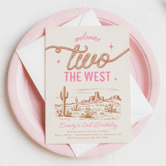 Uitnodiging voor 2e verjaardag van meisje in weste