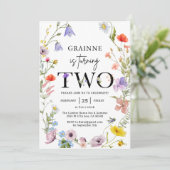 Uitnodiging voor 2e verjaardag van wilde bloem the (Staand voorkant)