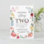 Uitnodiging voor 2e verjaardag van wilde bloem the (Staand voorkant)