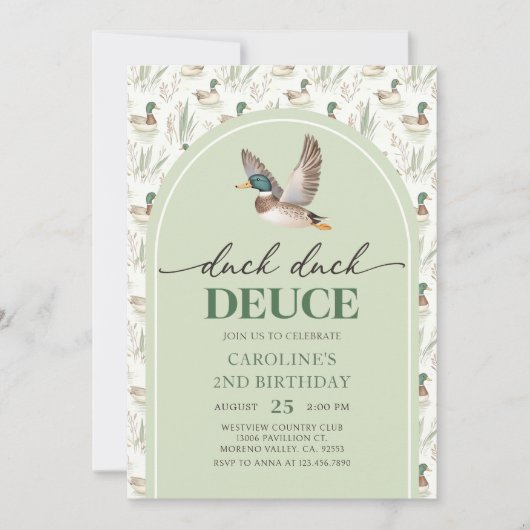 Uitnodiging voor 2e verjaardag Wilde Eend Deuce (Voorkant)