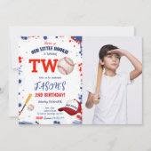 Uitnodiging voor 2e verjaardags honkbalfoto (Voorkant)