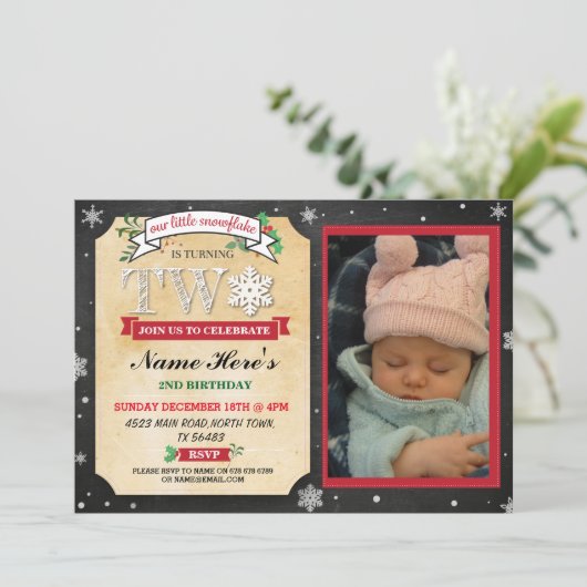 Uitnodiging voor 2e verjaardagsfeest met twee wint (Staand voorkant)