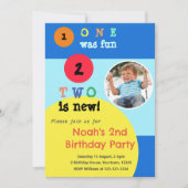 Uitnodiging voor 2e verjaardagsfeestje met eigen f (Voorkant)