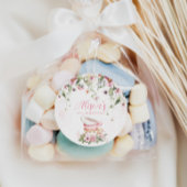 Uitnodiging voor 2e verjaardagsfeestje met theekra ronde sticker