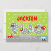 Uitnodiging voor 2e verjaardagsfeestje met vervoer (Voorkant)