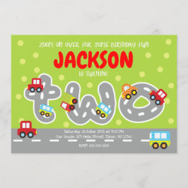 Uitnodiging voor 2e verjaardagsfeestje met vervoer