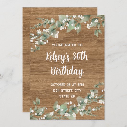 Uitnodiging voor 30-jarig jubileum – Rustic Greene (Voorkant / Achterkant)