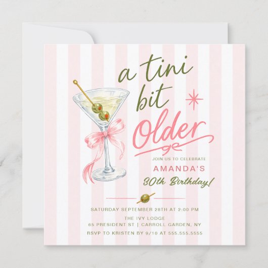 Uitnodiging voor 30e verjaardag 'A Tini Bit Older' (Voorkant)