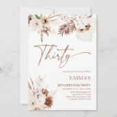 Uitnodiging voor 30e verjaardag Boho Pampas (Voorkant)