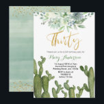 Uitnodiging voor 30e verjaardag met sappige cactus<br><div class="desc">Uitnodiging voor 30e verjaardag. Uitnodiging voor cactusfeest</div>