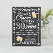 Uitnodiging voor 30e verjaardag | Proost en bier (Staand voorkant)