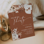 Uitnodiging voor 30e verjaardag Terracotta Boho Pa<br><div class="desc">Terracotta Verjaardagsuitnodigingen zijn de perfecte manier om uw verjaardag aan uw gasten aan te kondigen. Elke verjaardagsuitnodiging bevat ingewikkelde bloemenkleurige design en prachtige typografie in neutrale kleuren, waaronder terracotta, beige en aardse tinten. Gedrukt op hoogwaardige kaarten, zullen ze zeker indruk maken op uw gasten en de toon zetten voor uw...</div>