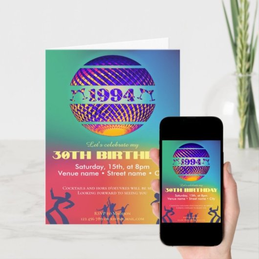Uitnodiging voor 30e verjaardagsfeest 1994
